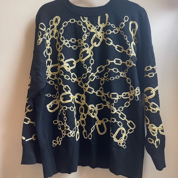 Zara Knit Gold Chain Print Sweater - Picture 1 of 12